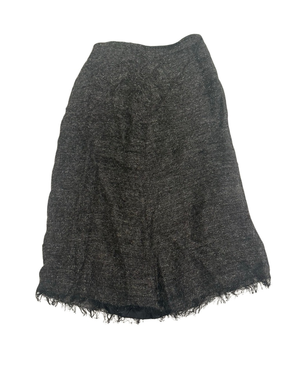 Zara Charcoal Tweed A-Line Skirt with Frayed Hem